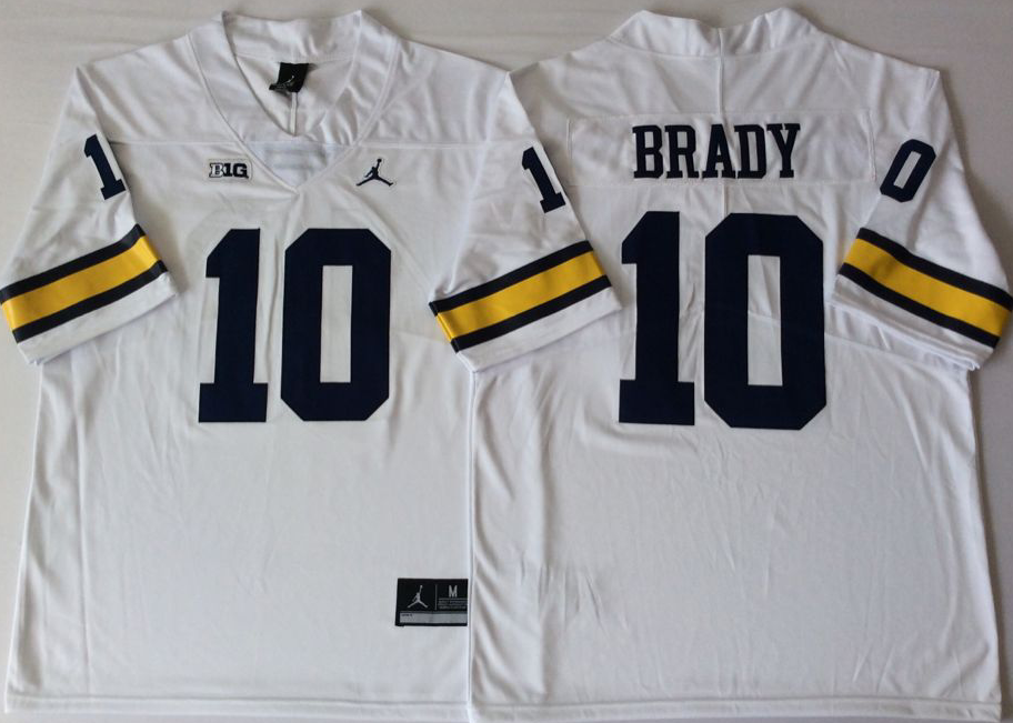 NCAA Men Michigan Wolverines White #10 BRADY->ncaa teams->NCAA Jersey